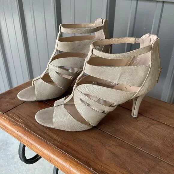 Unisa Strappy Heels. Beige. Size 9 - Picture 2 of 7